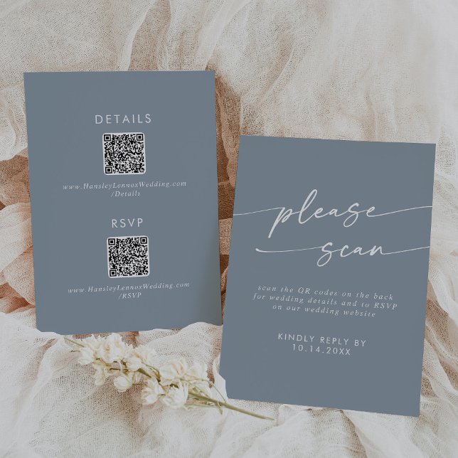 Information om Boho Chic Dusty Blue QR-kod OSA Kort (Skapare uppladdad)