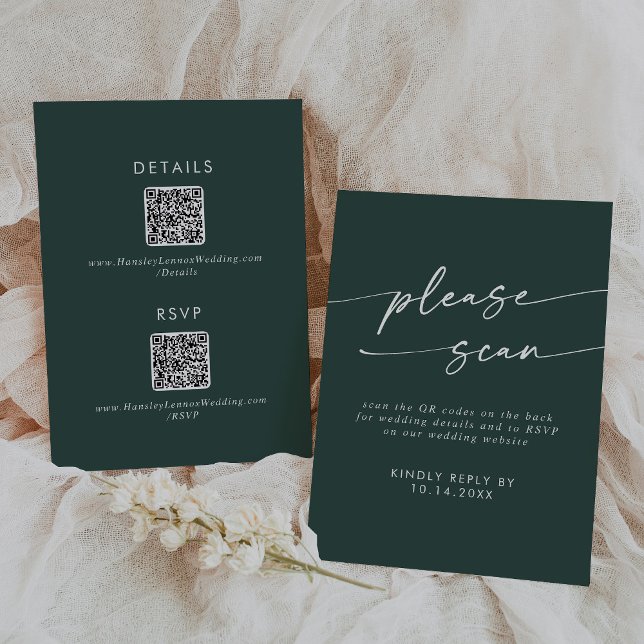 Information om Boho Chic Emerald Grönt QR-kod OSA Kort (Skapare uppladdad)