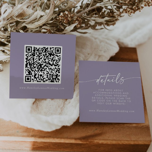 Information om Boho Chic Lavender Lila Bröllop QR- Tilläggskort (Skapare uppladdad)