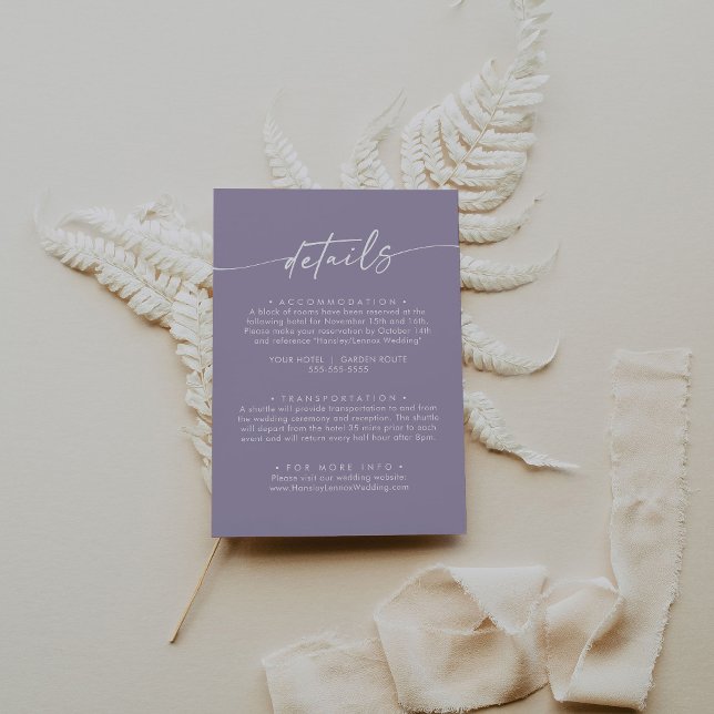 Information om Boho Chic Lavender Lila Bröllop Tilläggskort (Skapare uppladdad)