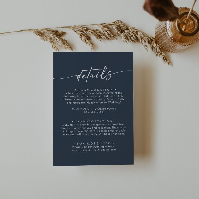 Information om Boho Chic Mörk Navy Blue Bröllop Tilläggskort (Skapare uppladdad)