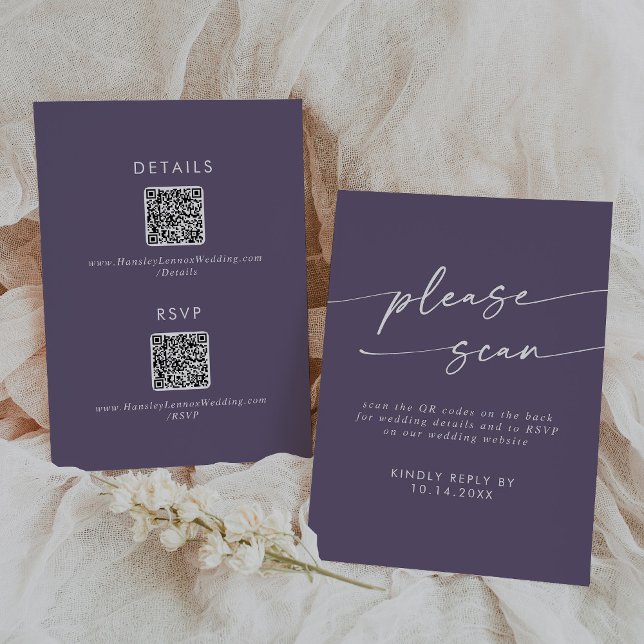 Information om Boho Chic Plum Lila QR-kod OSA Kort (Skapare uppladdad)