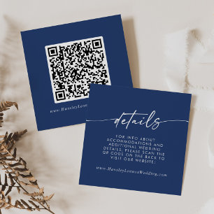 Information om Boho Chic Royal Blue Bröllop QR-kod Tilläggskort
