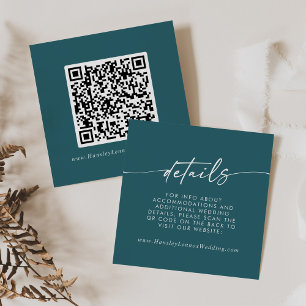Information om Boho Chic Teal Blue Bröllop QR-kod Tilläggskort