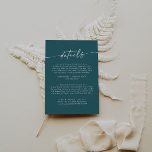 Information om Boho Chic Teal Blue Bröllop Tilläggskort