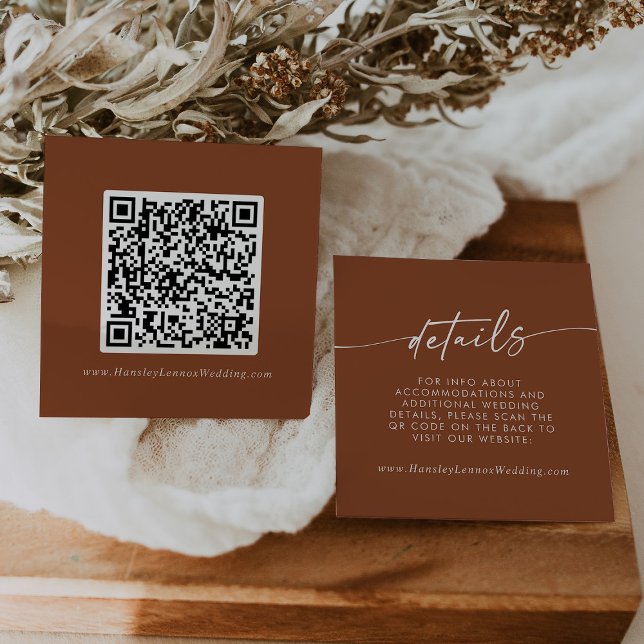 Information om Boho Chic Terracotta Bröllop QR-kod Tilläggskort (Skapare uppladdad)