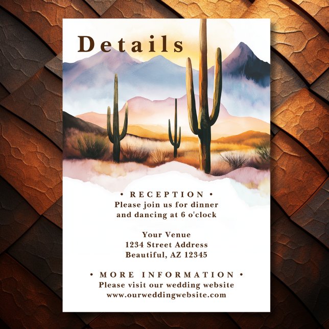 Information om Boho Desert Cactus Westernare Bröll Tilläggskort (Front - Boho Desert Cactus Western Wedding Details Enclosure Card)