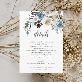 Information om Boho Dusty Blue Beige Flowers Bröll Tilläggskort