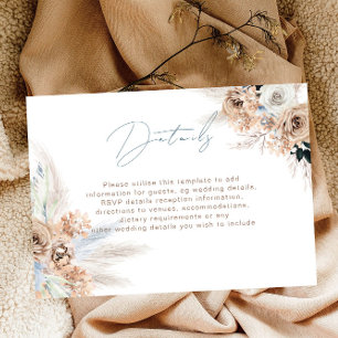 Information om Boho Dusty Blue Modern Wedding Rece Tilläggskort