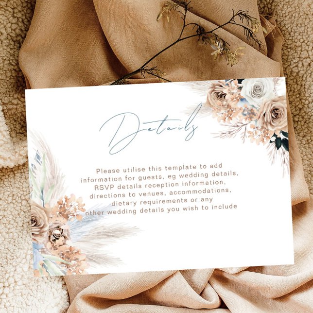 Information om Boho Dusty Blue Modern Wedding Rece Tilläggskort (Skapare uppladdad)