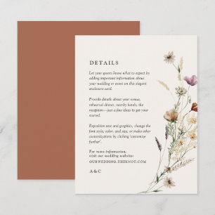 Information om Boho Fall Wildblomma Bröllop Tilläggskort