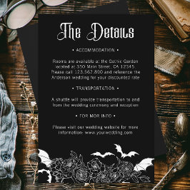 Information om Boho Gothic Botanical Black Bröllop Tilläggskort