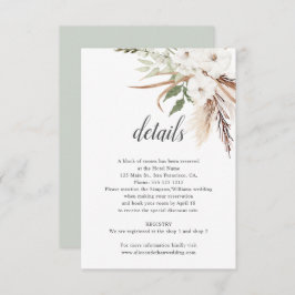 Information om Boho Löv Pampa Grass Bröllop Tilläggskort