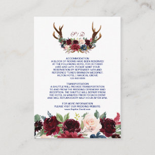 Information om Boho Merlot Navy Blommigt Antlers B Tilläggskort