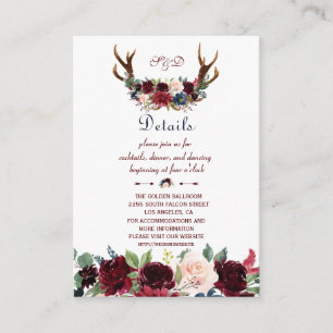 Information om Boho Merlot Navy Blommigt Antlers B Tilläggskort