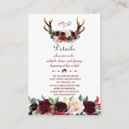 Information om Boho Merlot Navy Blommigt Antlers B Tilläggskort