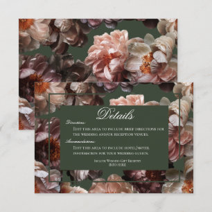 Information om Boho Mörk Peony Flower Modern Bröll Tilläggskort