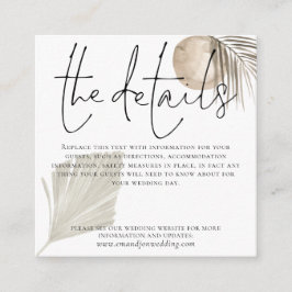 Information om Boho Pampas Grass Bröllop Tilläggskort