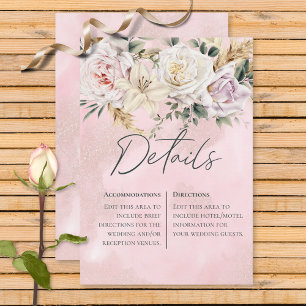 Information om Boho Pampas & Rosa ros Bröllop Tilläggskort