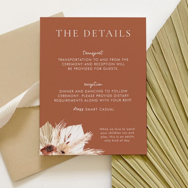 Information om Boho Rust Terracotta Bröllop Tilläggskort (HAZEL | Boho Rust Wedding Suite - Matching items available)