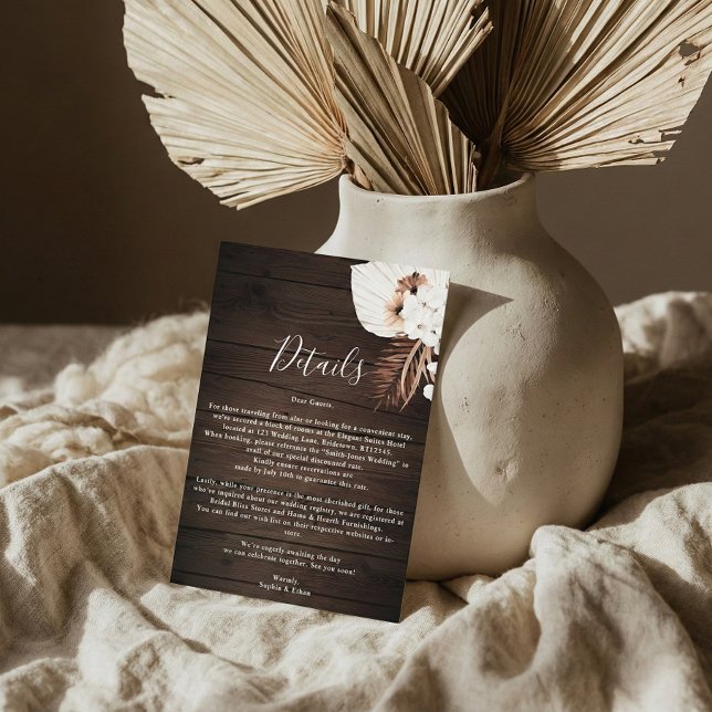 Information om Boho Rustic Neutralt Flowers Bröllo Tilläggskort (Skapare uppladdad)