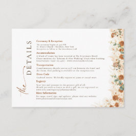 Information om Boho Terracotta Blommigt Bröllop Tilläggskort