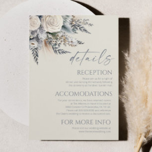 Information om Boho Vit ros Blommigt Flower Bröllo Tilläggskort