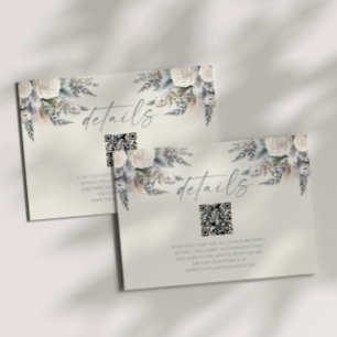 Information om Boho Vit ros Blommigt QR-koden Bröl Tilläggskort