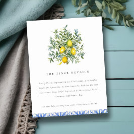 Information om Boho Watercolor Gult Lemon Träd Brö Tilläggskort