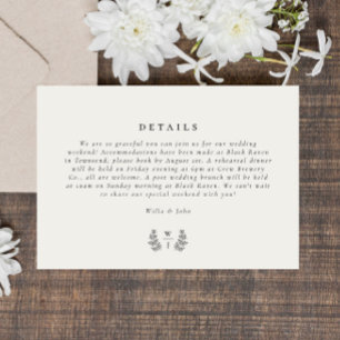 Information om botaniskt monogram för elegant Bröl OSA Kort