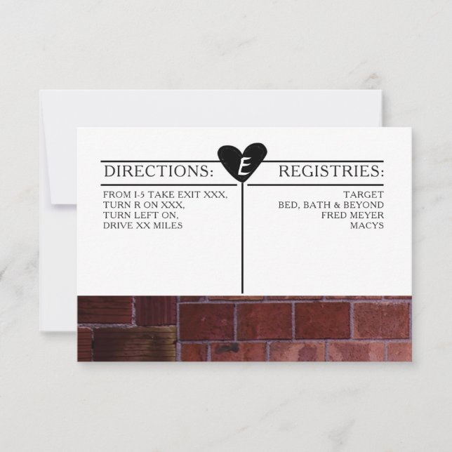 Information om Brick Industrial Wedding-informatio Inbjudningar (Framsida)