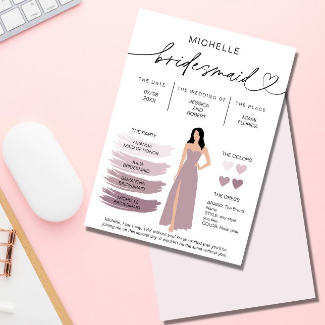 Information om Bridesmaid Info Card Brudens sida Inbjudningar (Skapare uppladdad)