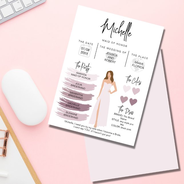 Information om Bridesmaid Info Card Brudens sida Inbjudningar (Skapare uppladdad)