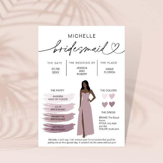 Information om Bridesmaid Info Card Brudens sida Inbjudningar (Skapare uppladdad)