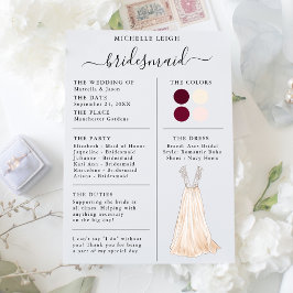 Information om Bridesmaid Info Card Burgundy, Rosa Inbjudningar