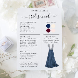 Information om Bridesmaid Info Card Navy, Burgundy Inbjudningar