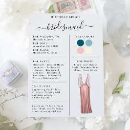 Information om Bridesmaid Info Card Teal, Rosa, El Inbjudningar