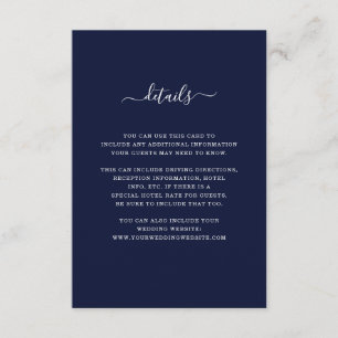 Information om bröllop Elegant Mörk blått och vi Tilläggskort