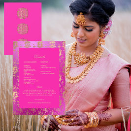 Information om bröllop Ethnic Indian Rosa & Guld Inbjudningar