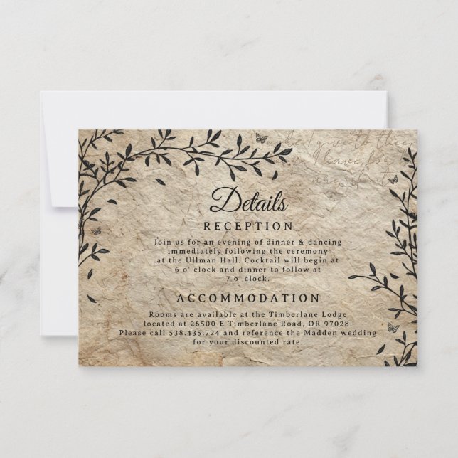 Information om Bröllop för botaniskt andningsskydd Inbjudningar (Framsida)