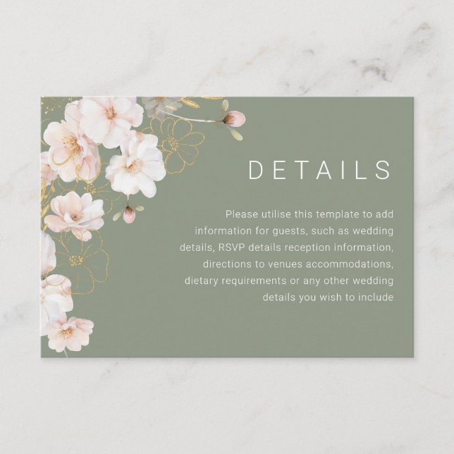 Information om Bröllop för  & Guld Enchanted Sage  Tilläggskort (Framsida)