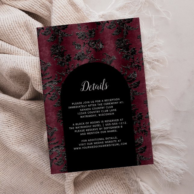 Information om Bröllop för moody Burgundy Black Da Tilläggskort (Skapare uppladdad)