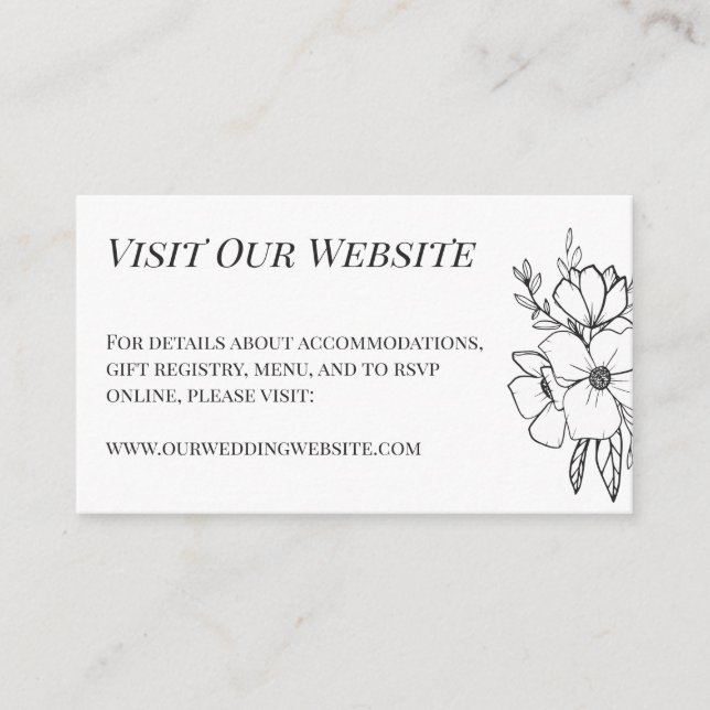 Information om Bröllop i Beval White Flowers Tilläggskort (Framsida)