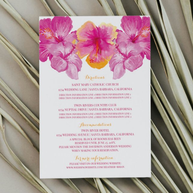 Information om Bröllop i Blommigten Tilläggskort (Brushed Hibiscus Floral Wedding Details Enclosure Card)