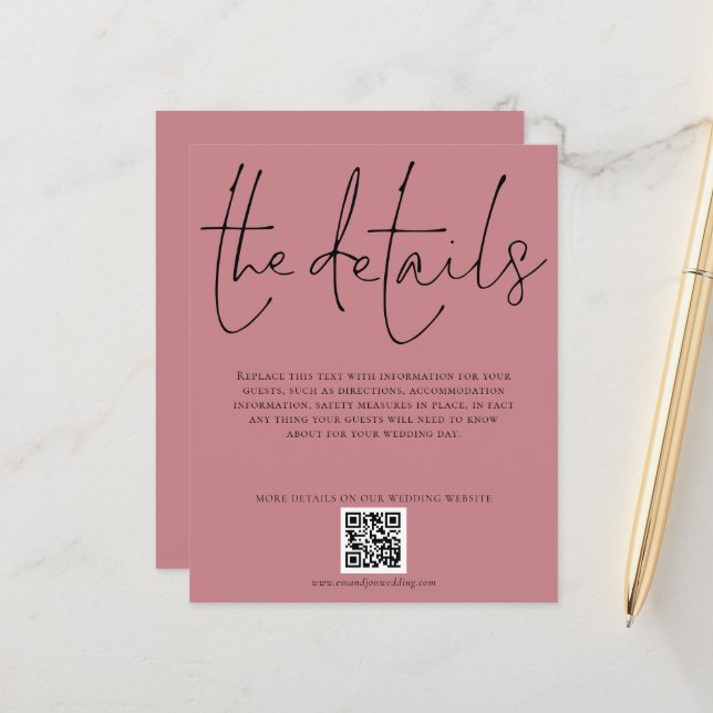 Information om Bröllop i budgeten QR Kod Dusty Ro  (Fram/Back In Situ)