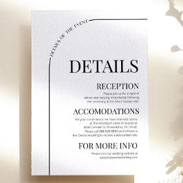 Information om Bröllop i den moderna minimala Arch Tilläggskort