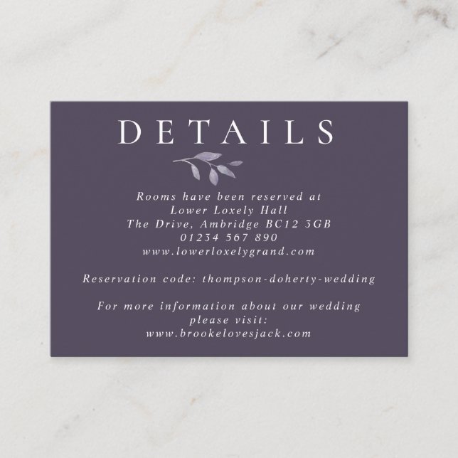 Information om Bröllop i flotta av lövbottenfärg Tilläggskort (Framsida)