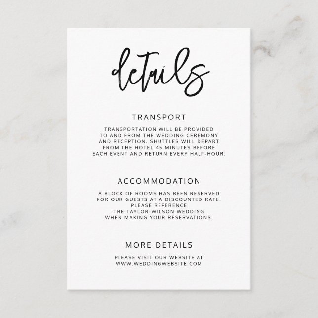 Information om Bröllop i Modern Contemporary Scrip Tilläggskort (Framsida)