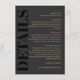 Information om Bröllop i om svart koltypografi Tilläggskort