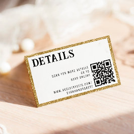Information om Bröllop i QR-koden guld Glitter Tilläggskort